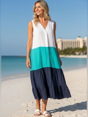 h halston linen dress H by Halston | Dresses | H By Halston Women Xp Burgundy Stripe Sleeveless  Hilo Hem Maxi Dress Cotton